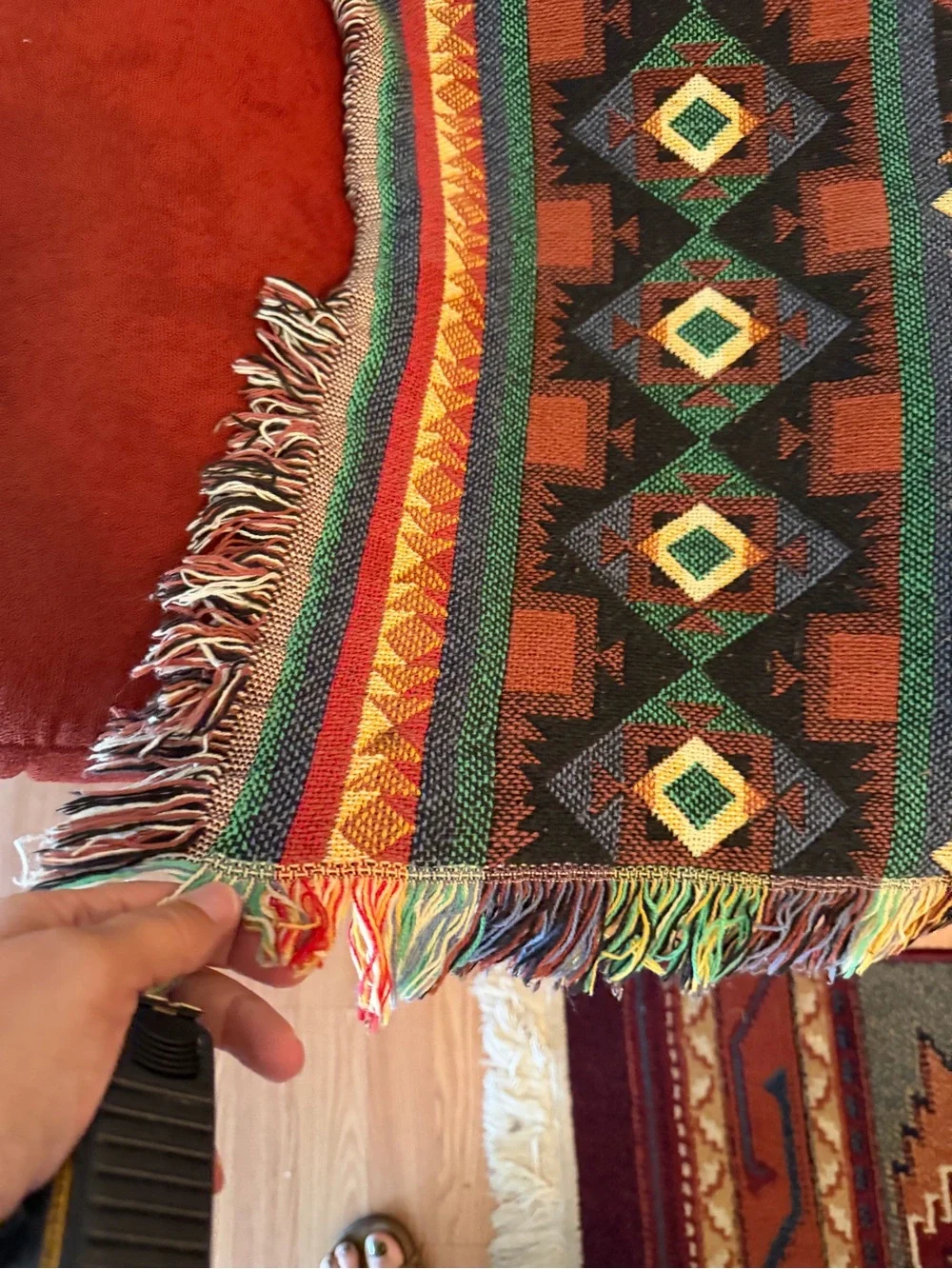 Vintage Goodwin Weavers Southwestern Geometric Woven Throw Blanket
